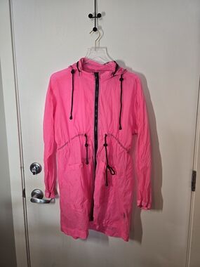 " Rave Wear " Neon Pink Hooded Utility Anorak Jacket